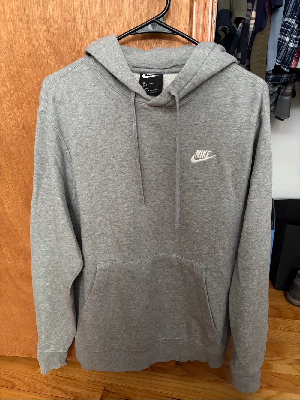 Nike Gray Heather Pullover Hoodie with White Swoosh